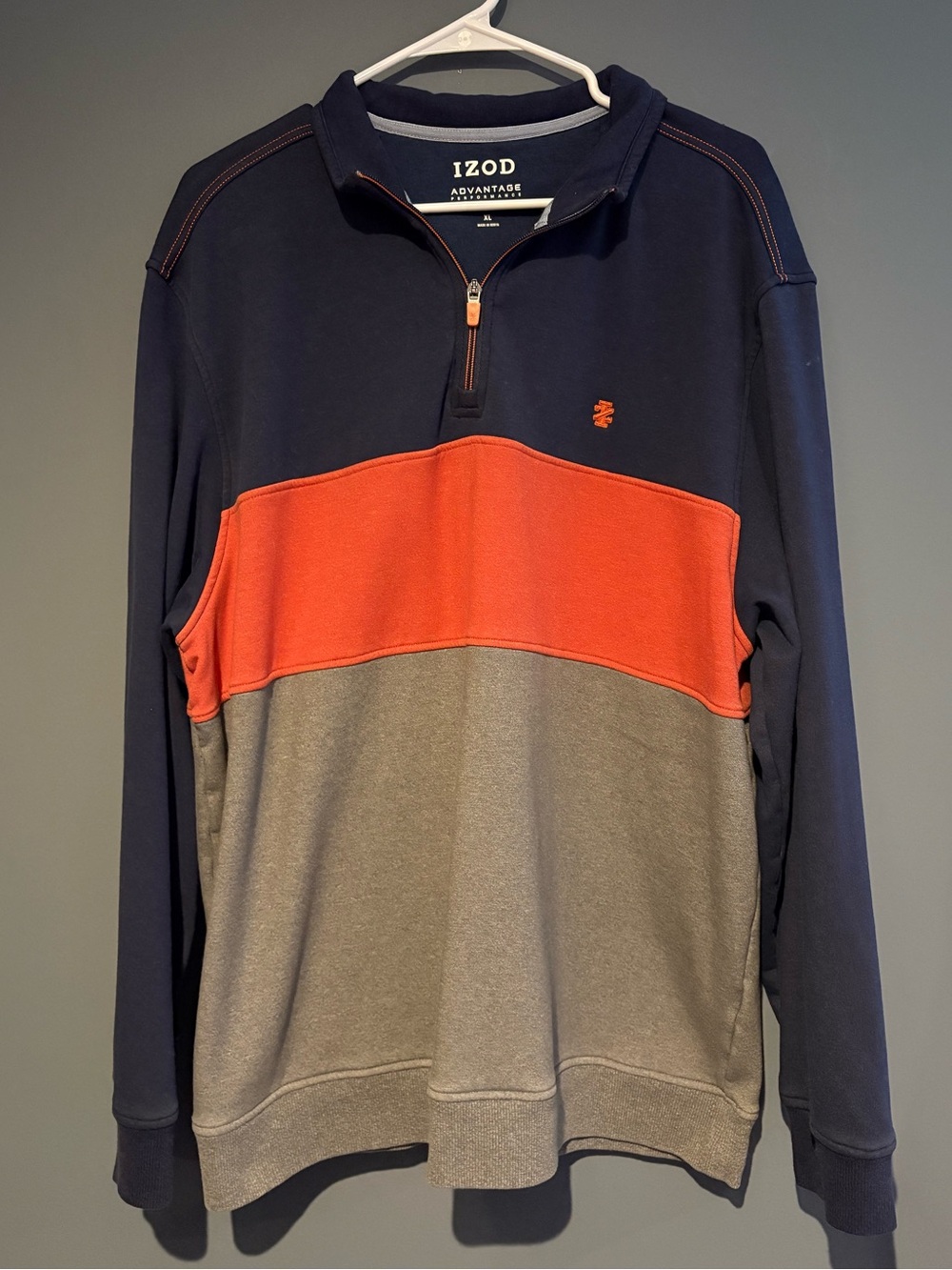 Izod SUPER SOFT fleece lined quarter zip sweater men’s XL sweatshirt stretch